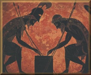 Ajax e Aquiles jogam 'plakato', numa pausa da Guerra de Tria